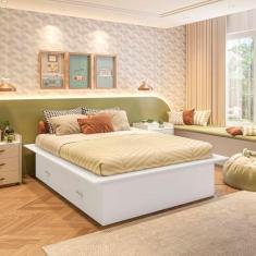 Imagem de Cama Infantil Casal com 4 Gavetas Gades Yescasa Branco