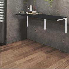 Imagem de Mesa Suspensa de Estudos Parede 120cm Escritório Suporte Branco mdf Preto - Ahz Móveis