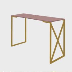 Imagem de Mesa Escrivaninha Mesa de Estudos Bex Home Office Ferro Dourado mdf Rose - Ahz Móveis