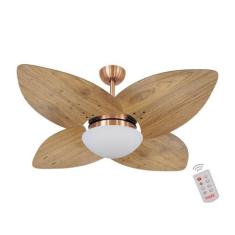Imagem de Ventilador de Teto Dormamu Cobre 4 Pás Rádica Freijó 220V com Controle