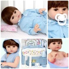 Imagem de Boneco Bebê Reborn Realista Lindo 16 Itens Bolsa Maternidade - Cegonha