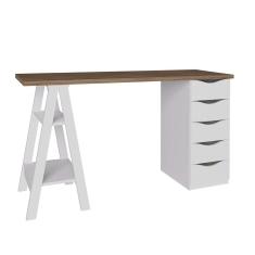 Imagem de Escrivaninha Spirit Ii 5 Gv Nogal E Branca 136 Cm