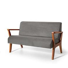 Imagem de Namoradeira 2 Lugares Estofada em Madeira Maciça Cléo Cinza – Straub Web