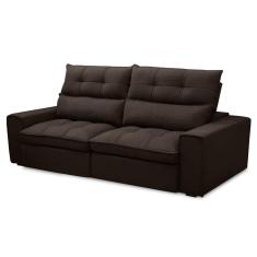 Imagem de Sofá Retrátil Reclinável 3 Lugares 210cm Damy F05 Veludo Marrom Escuro - Mpozenato