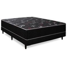 Imagem de Cama Box Casal Ortopédica Conjugada 138x188x52 Tampo Preto Matelassê
