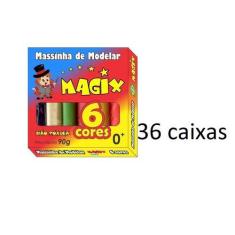 Imagem de Massinha De Modelar Educativa 6 Cores Atóxica 90Gr- 36Cxs - Lynx Produ