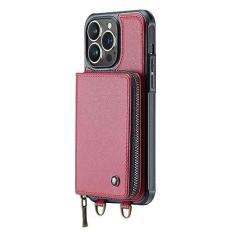 Imagem de Capa de suporte flip de couro para iPhone 14 Plus 13 12 11 Pro Max Zipper Carteira Card Phone Case para Samsung Galaxy S23 S22 S21 Ultra, vermelho, para Samsung S22 Ultra