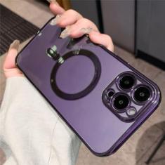 Imagem de Luxo chapeamento claro magnético sem fio caso de carga para iphone 14 13 12 11 pro max x xr xs 8 plus capa de silicone macio, roxo escuro, para iphone 8