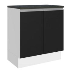 Imagem de Balcão Armário De Cozinha 100% Mdf 70 Cm 2 Portas Branco/Preto Acordes
