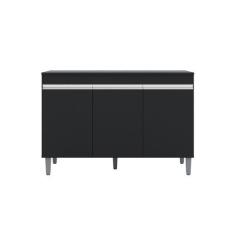 Imagem de Balcão Gabinete 120cm 3 Portas Com Tampo Manu Preto - AJL MÓVEIS