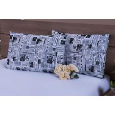 Imagem de Jogo Lençol Solteiro 2 Peças (1,90x0,90x16cm) 180 Fios Jornal Branco c