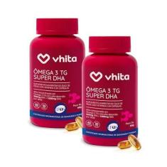 Imagem de Ômega 3 DHA 1000mg com Vitamina E Vhita - Suporte à Saúde Cerebral - Selo IFOS, Forma TG, 2 potes com 60 Cápsulas cada, Vhita
