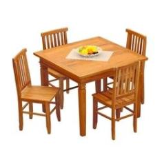 Imagem de Conjunto Mesa de Jantar 1x1 M Madeira Maciça Demolição com 4 Cadeiras Mineira