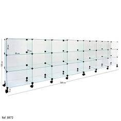 Imagem de Balcão de Atendimento Modulado em Vidro com Rodízios - 3,50 x 1,00 x 0,30