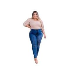 Imagem de Calça Jeans C/lycra Plus Size Skinny Detalhe Frontal Ref 148