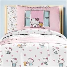 Imagem de Kit Cama Infantil Solteiro Hello Kitty Sanrio Grão de Gente