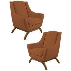 Imagem de Kit 2 Poltronas Decorativas Base Manu Madeira Juliet B-262 Veludo Telha- Domi