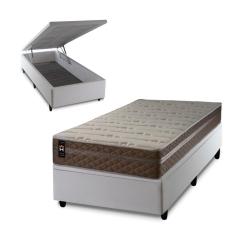 Imagem de Conjunto Box Baú Georgia Bege 96x203x67 c/ Molas Ensacadas