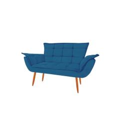 Imagem de Namoradeira Opala Decorativa 2 Lugares Suede Azul Royal