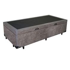 Imagem de Cama Box Baú Solteirão King Blindado Suede Cinza (42x96x203)