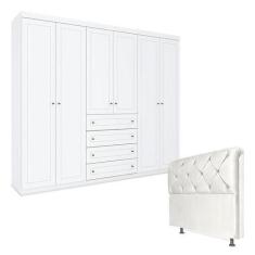 Imagem de Guarda Roupa Casal Americano Com Cabeceira Daiana 195 Cm Branco  Henn