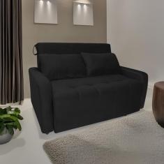 Imagem de Sofa Cama Para Sala De Estar Madeira Maciça Daniela Veludo Matrix - Preto Preto