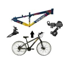 Imagem de Bicicleta Aro 26 Vikingx Tuff Azul/Amarelo 21V Alumínio Câmbio Shimano