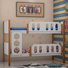 Imagem de Beliche Infantil Solteiro Ônix - Branco Caramelo- Divaloto Móveis