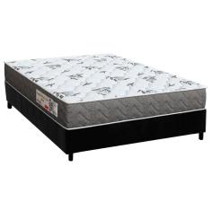 Imagem de Cama Box Casal: Colchão Espuma D33 Orthoflex ComfortPedic Black + Base crc Suede Black (138x188)