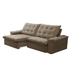 Imagem de Sofá 5 Lugares Retrátil e Reclinável Batam Veludo Castor