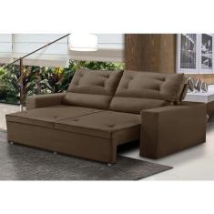 Imagem de Sofá Retrátil e Reclinável 3 lugares com Molas 2,00m Lais Suede Marrom Adonai Estofados