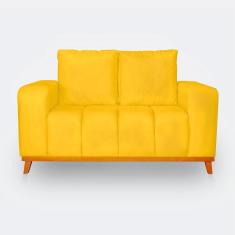 Imagem de Sofá 2 Lugares Memphis Ultra Conforto Em Madeira Maciça E Suede - Lh Decor Cor Amarelo