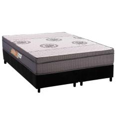 Imagem de Cama Box Queen: Colchão Ortopédico Polar D28 OrthoPremium Grey + Base CRC Suede Black (158x198)