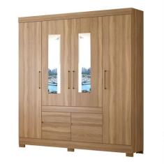 Imagem de Guarda Roupa Casal 4 Portas com Pés e Espelho Bilbao Amêndola Touch 64