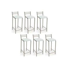 Imagem de Banqueta de Cozinha Gênova B705 Kit 6 Un Niquel/Branco 106 - Kappesberg