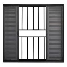 Imagem de Janela de Alumínio Preto Veneziana de Correr 6 Folhas Com Grade Hale E
