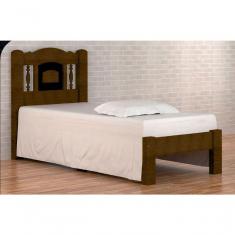 Imagem de Cama de Solteiro Atenas de Madeira Maciça Angelim Pedra Tauari Imbuia Preto