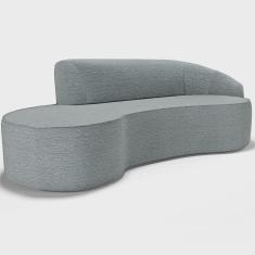 Imagem de Sofá 4 Lugares Curvo Sala de Estar Living Firenze Direito D02 Linho Cinza 280 cm D-474 - Lyam