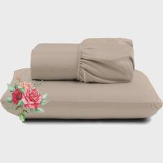 Imagem de Jogo de Lençol Dia a Dia Percal Solteiro 2 Peças Barato - Avelã