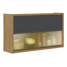 Imagem de Armário Aéreo 02 Portas c/ Vidro 120cm Paola Carvalho Grafite Aramóveis