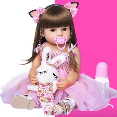 Imagem de Boneca Reborn De Silicone + Bichinho de pelúcia New Happy