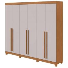 Imagem de Guarda-roupas Casal Bertha 6 Portas 6 Gavetas Sem Espelho Com Pés Amendoa Clean Off White