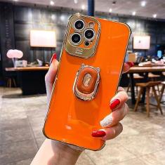 Imagem de Capa de telefone galvanoplastia Boucho para iphone 14 Plus 13 12 Pro MAX 11Pro XS XR X SE 6 7 8 mais Suporte de telefone Ring Grip Case, laranja, para SE 2020 (SE 2022)