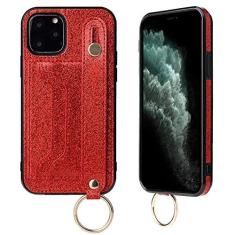 Imagem de Estojo carteira de couro com alça de pulso brilhante para iPhone 6 7 8 Plus 13 12 11 Pro Max XR XS Max X com capa de telefone, vermelho, para iPhone XS