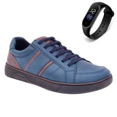 Imagem de Tênis Masculino Esporte De Amarrar Leve Conforto Dia a Dia + Relógio-Masculino