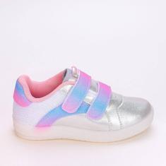 Imagem de Tênis Infantil Feminino Kidy Metálico com Strass Prata
