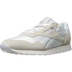 Imagem de Reebok Tênis masculino clássico de nylon, Branco/Aço, 37