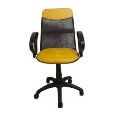 Imagem de Cadeira  diretor tela giratória com faixa - mecanismo relax -  braço fixo corano amarelo