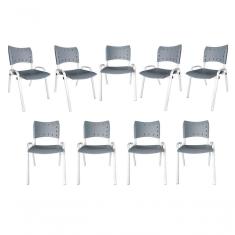 Imagem de Kit 9 Cadeiras Iso Para Escola Escritório Comércio Cinza Base Branca