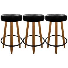 Imagem de Kit 3 Banqueta Média 60cm Industrial Cozinha Courino Preto